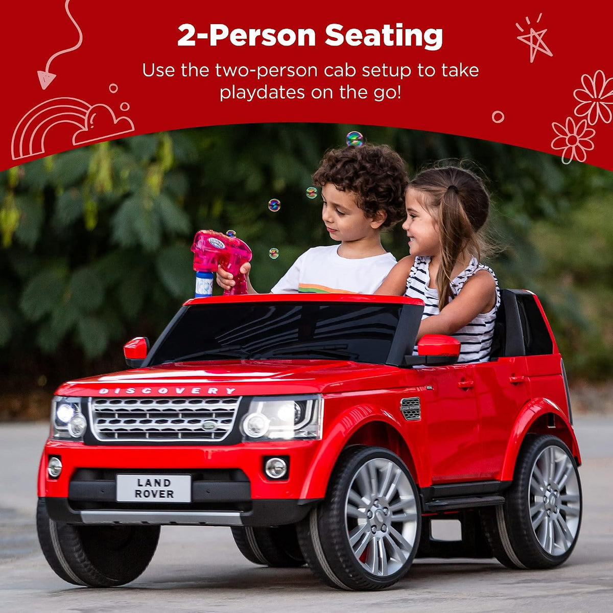 Best Choice Products 12V 3.7 MPH 2-Seater Licensed Land Rover Ride On Car Toy w/Parent Remote Control, MP3 Player - Red